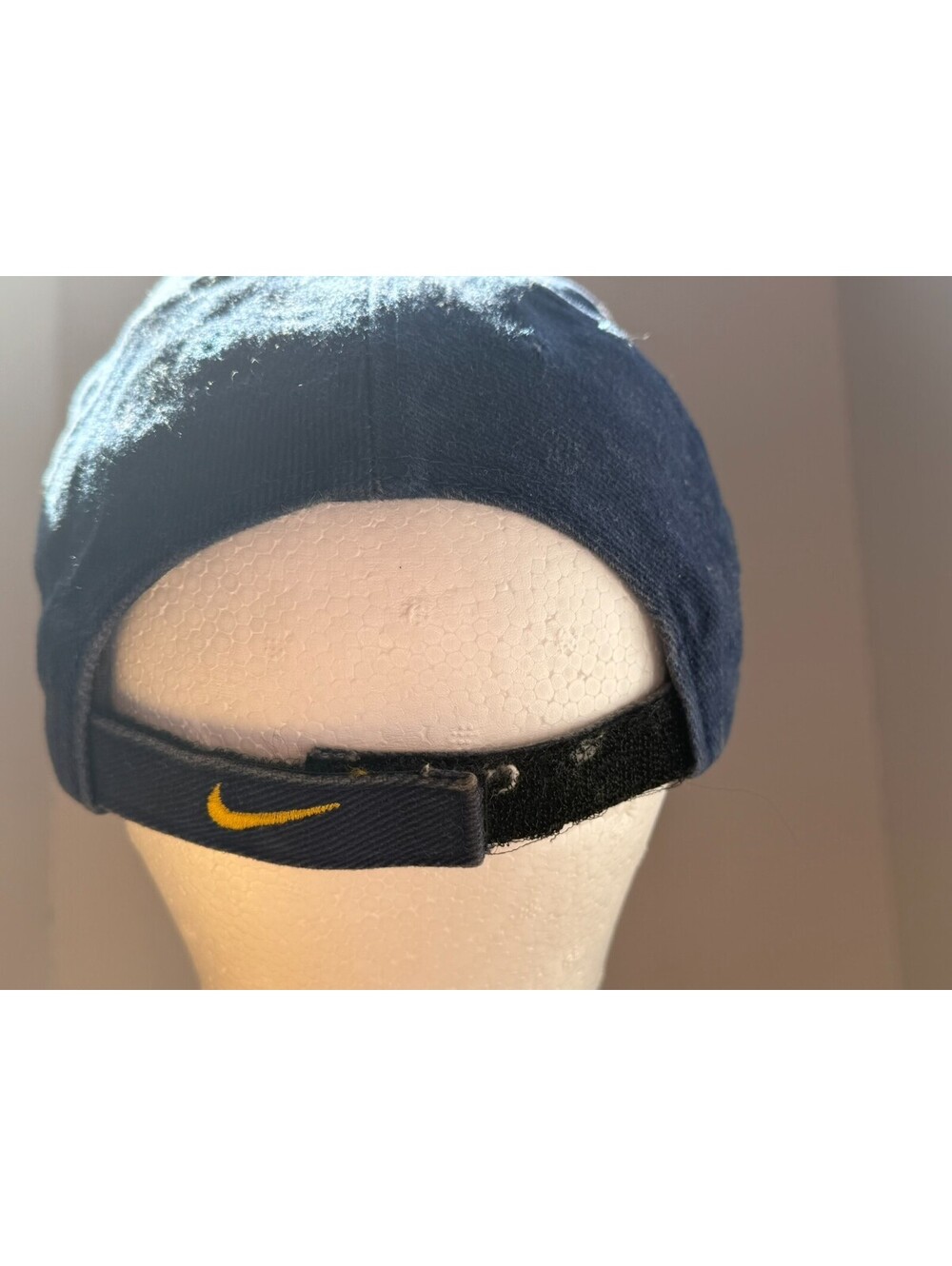 Vintage 90s Nike Youth Hat Blue Strapback Spellout Rectangle Logo Patch Cap - Picture 3 of 7